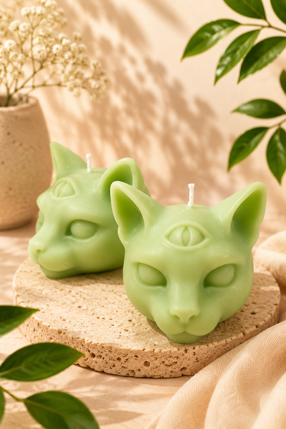 Mystic Kat Kaars – 3 Ogen Design 🐱✨
