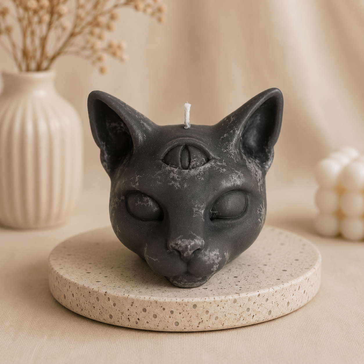 Mystic Kat Kaars – 3 Ogen Design 🐱✨