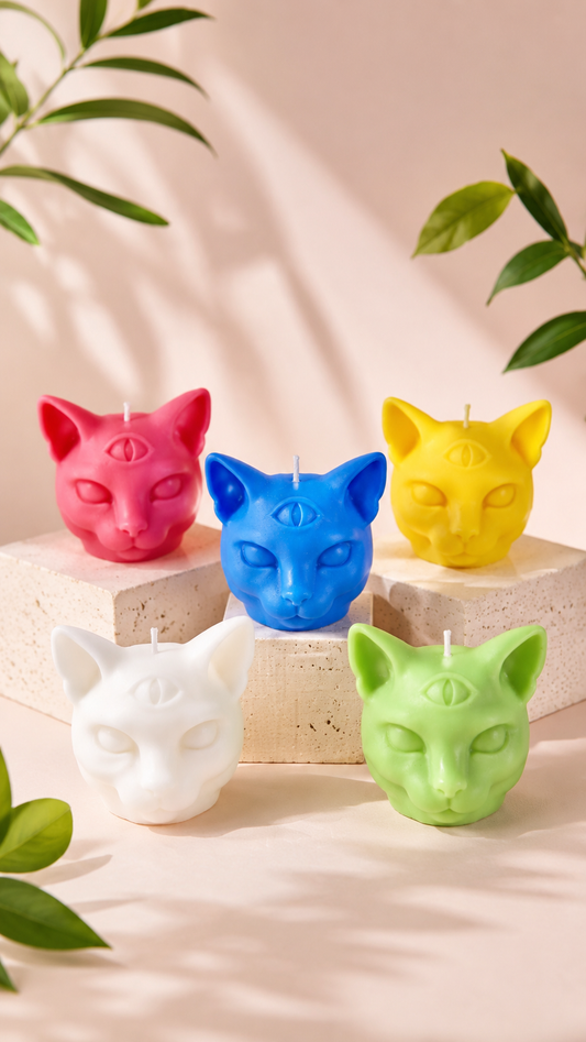 Mystic Kat Kaars – 3 Ogen Design 🐱✨