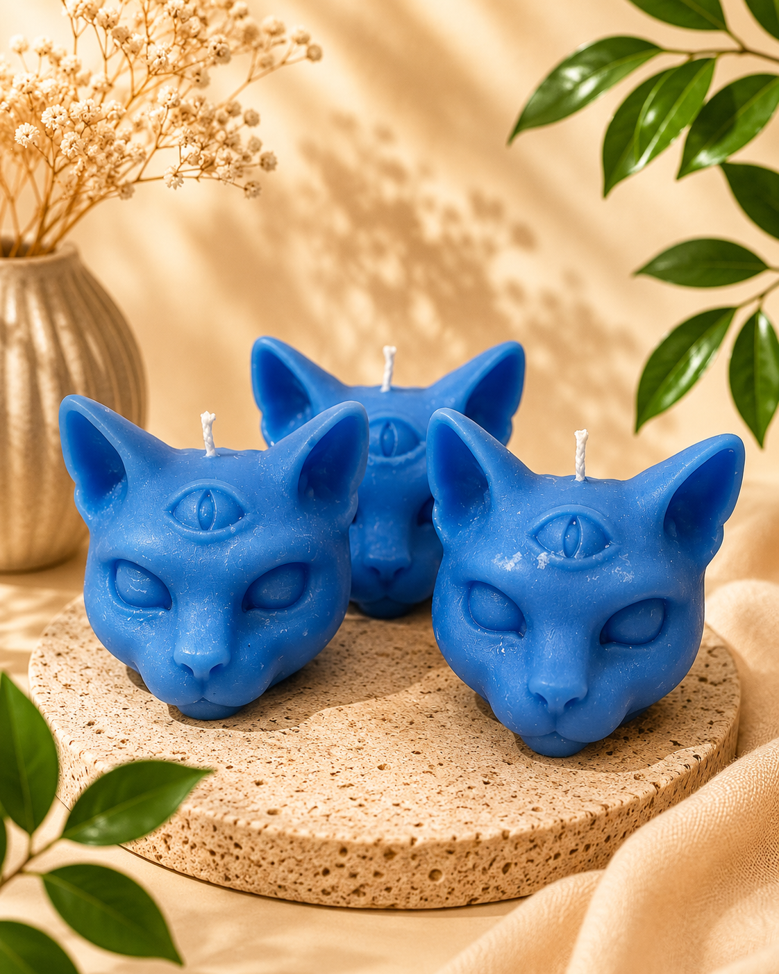 Mystic Kat Kaars – 3 Ogen Design 🐱✨