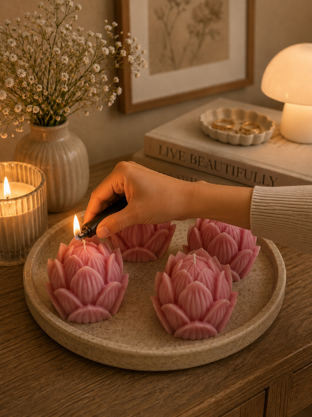 Lotus Kaars – Serenity Design 🪷