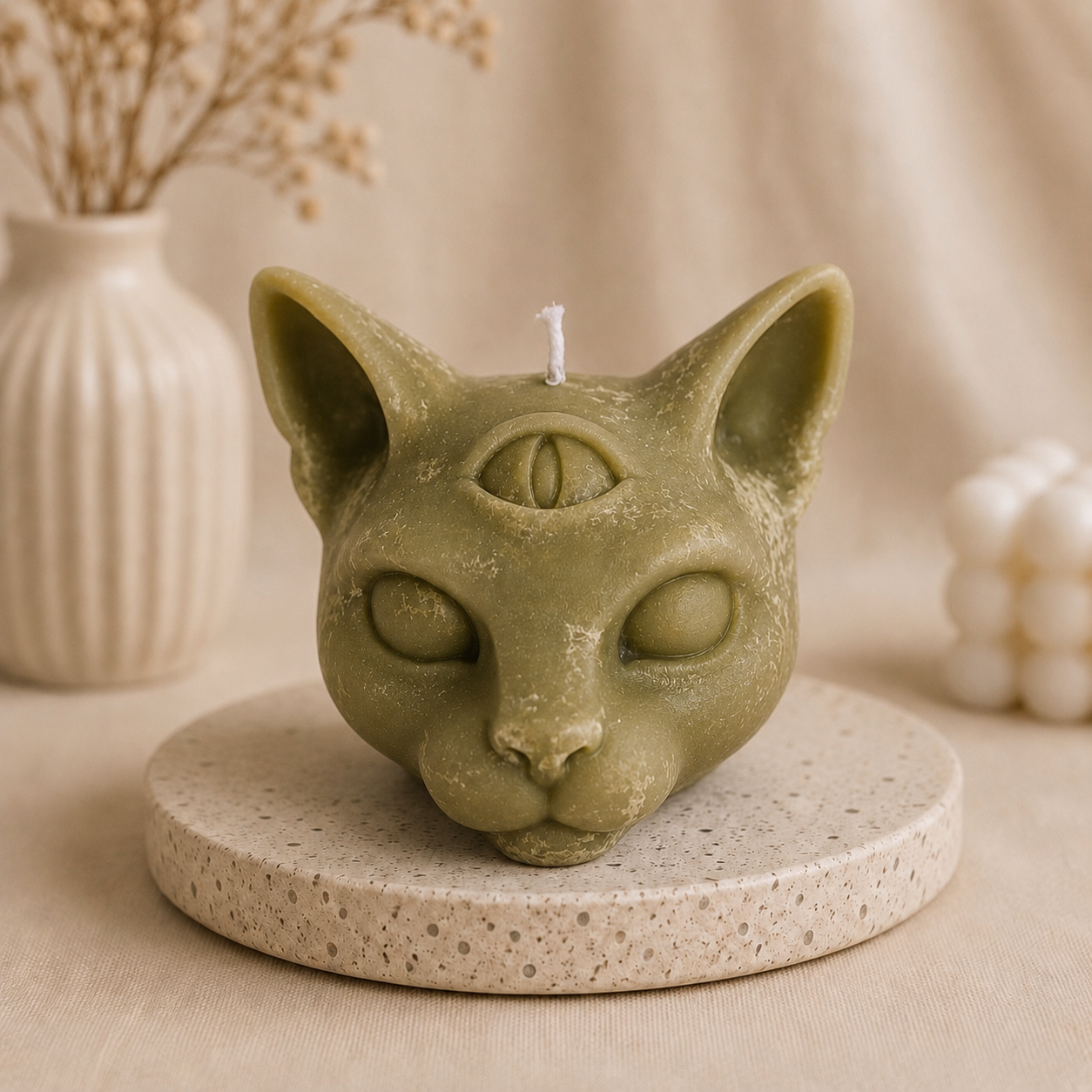 Mystic Kat Kaars – 3 Ogen Design 🐱✨