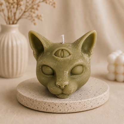 Mystic Kat Kaars – 3 Ogen Design 🐱✨